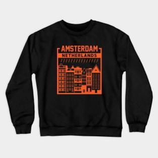 Vintage Amsterdam Netherlands City Skyline Dutch Buildings Crewneck Sweatshirt